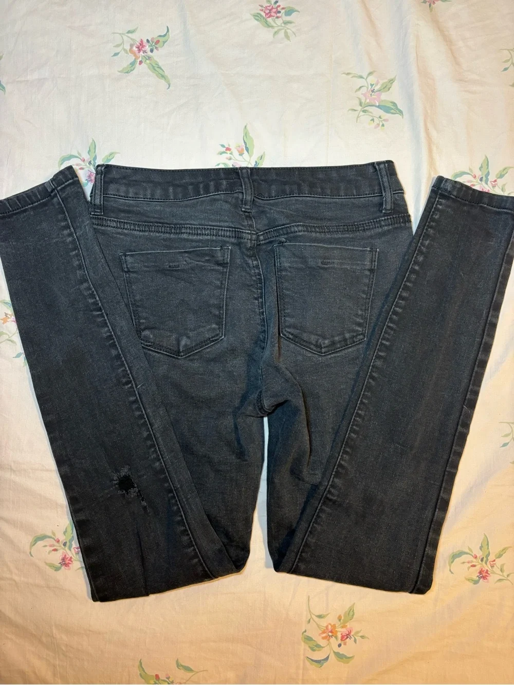 Wax Jean Black Skinny Jeans with Distressed Detail